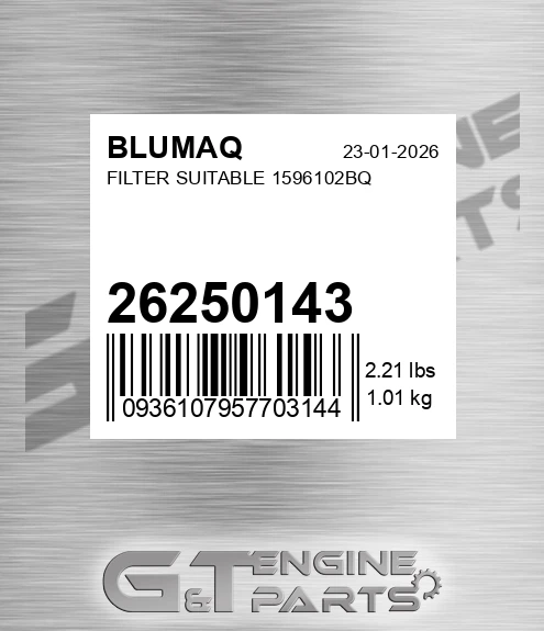26250143 Filter Suitable 1596102bq for BLUMAQ
