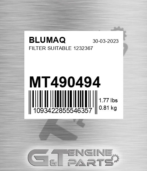 MT490494 Filter Suitable 1232367 for BLUMAQ