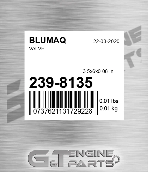 239-8135 Valve for BLUMAQ