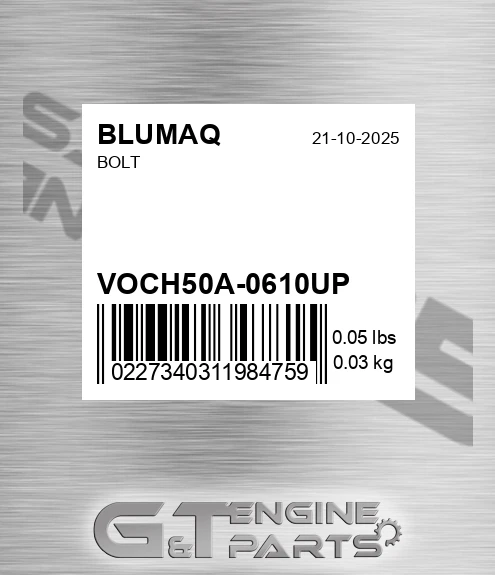 VOCH50A-0610UP Bolt for BLUMAQ