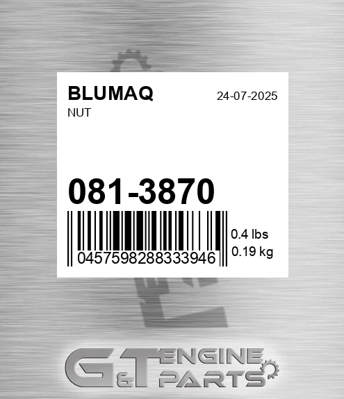 081-3870 Nut for BLUMAQ