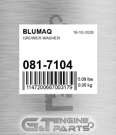 081-7104 Grower Washer for BLUMAQ