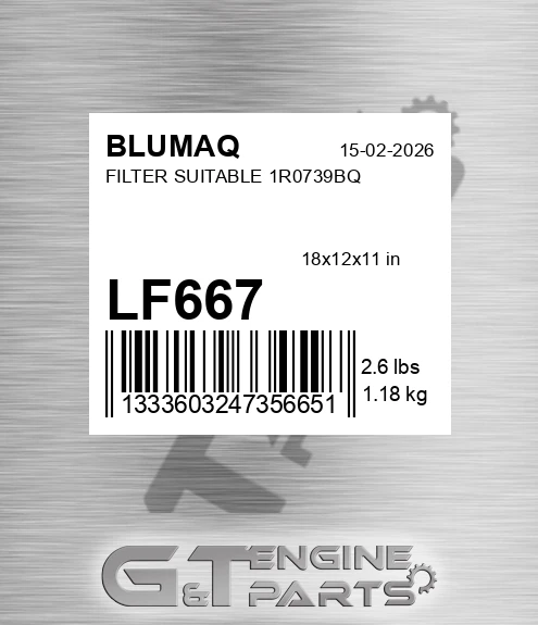 LF667 Filter Suitable 1r0739bq