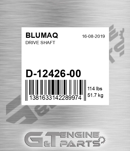 D-12426-00 Drive Shaft for BLUMAQ