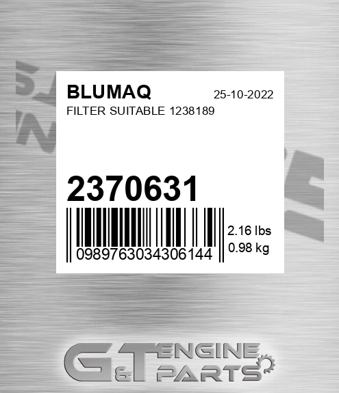 2370631 Filter Suitable 1238189