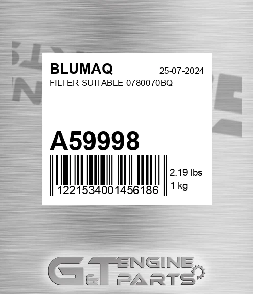 A59998 Filter Suitable 0780070bq