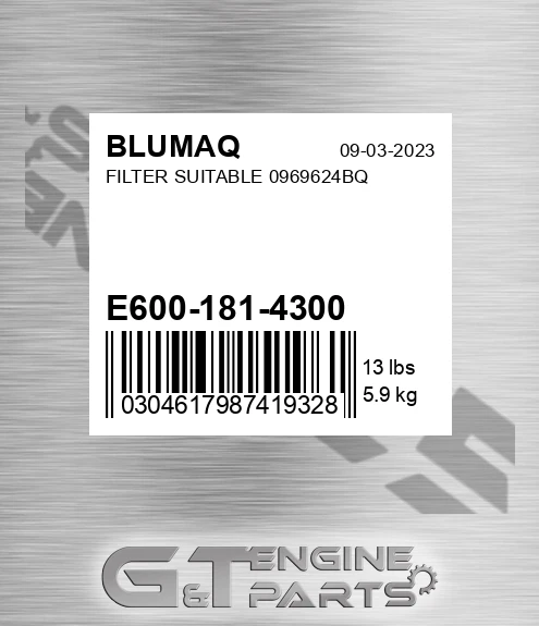 E600-181-4300 Filter Suitable 0969624bq