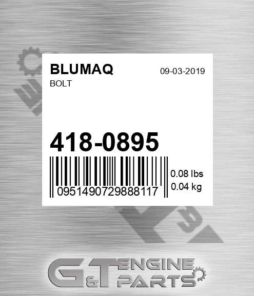 418-0895 Bolt for BLUMAQ