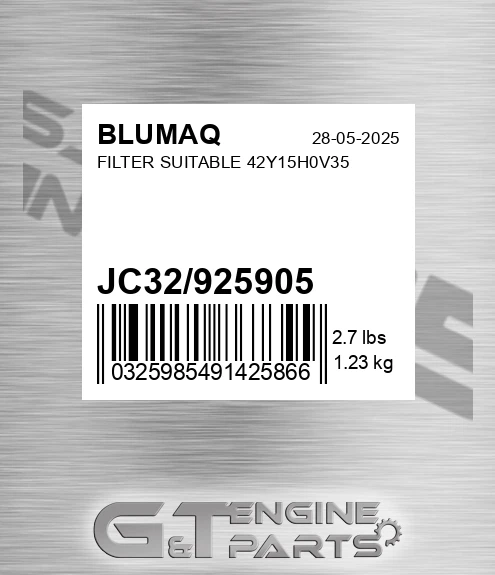 JC32/925905 Filter Suitable 42y15h0v35 for BLUMAQ