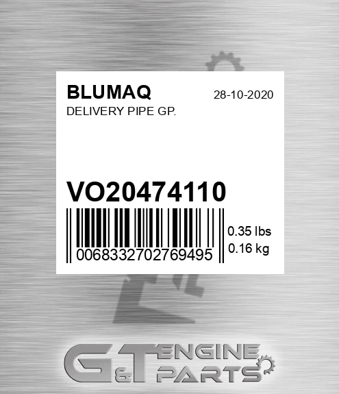 VO20474110 Delivery Pipe Gp. for BLUMAQ