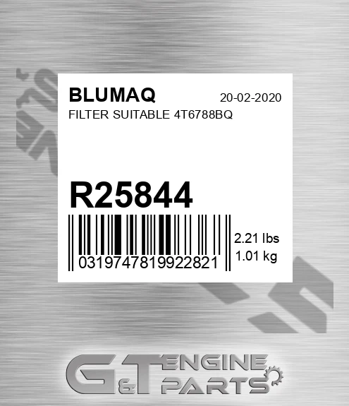 R25844 Filter Suitable 4t6788bq