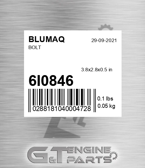 6I-0846 Bolt for BLUMAQ