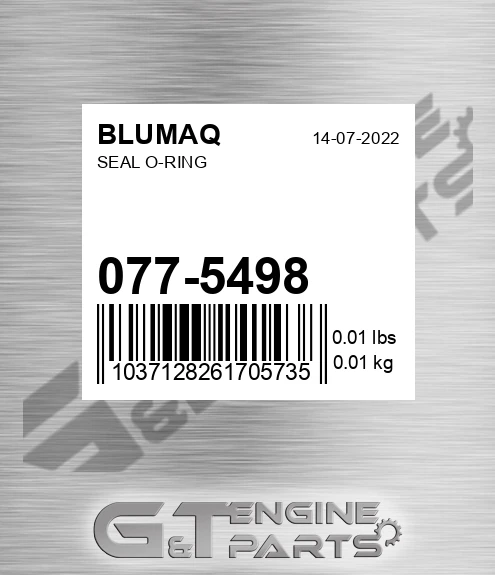 077-5498 Seal O-ring for BLUMAQ