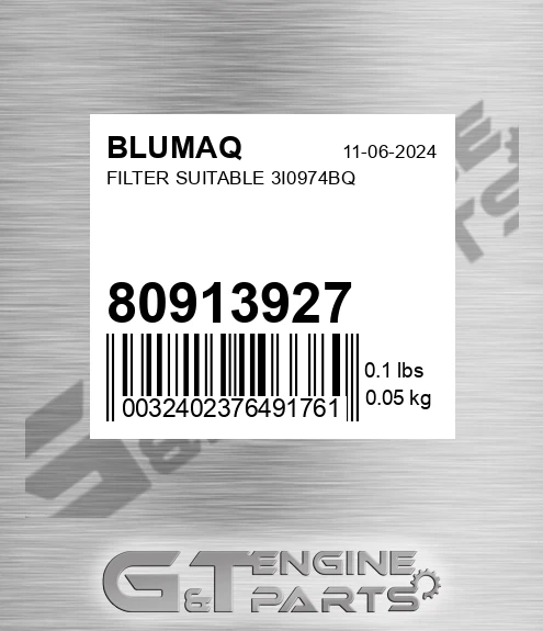 80913927 Filter Suitable 3i0974bq