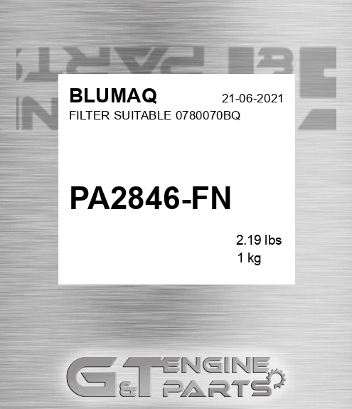 PA2846-FN Filter Suitable 0780070bq for BLUMAQ