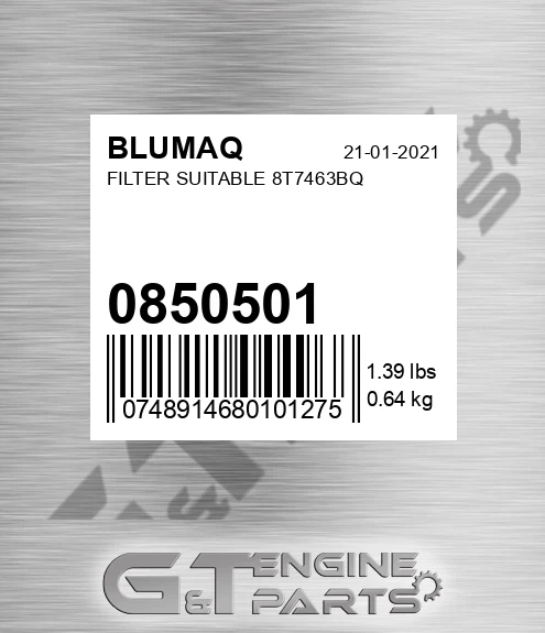 0850501 BLUMAQ Filter Suitable 8t7463bq