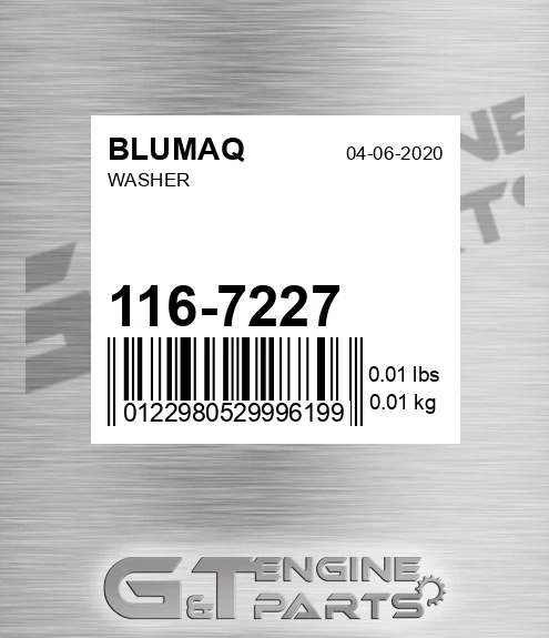 116-7227 Washer for BLUMAQ