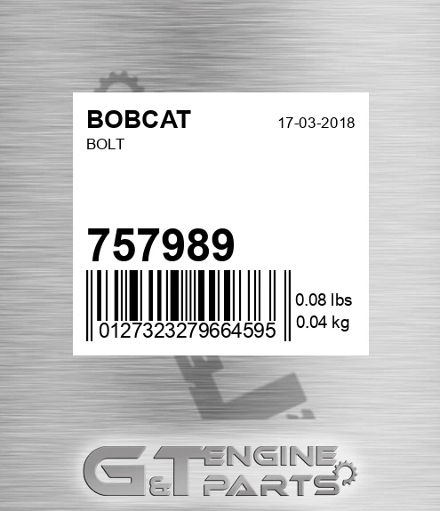 75798.9 Bolt for BOBCAT