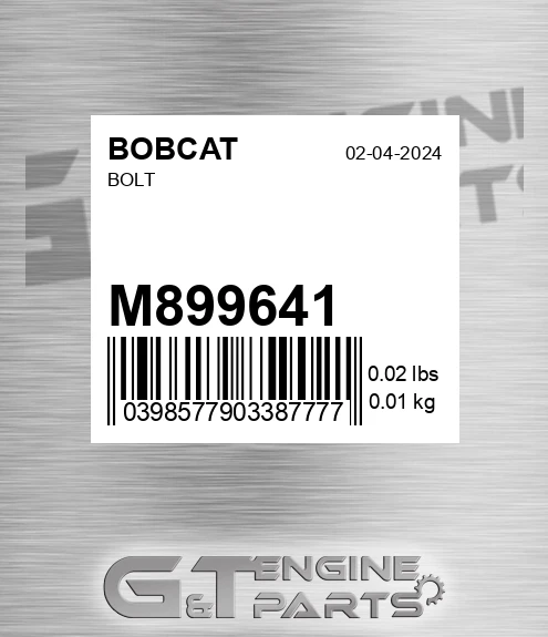 M89964.1 Bolt for BOBCAT