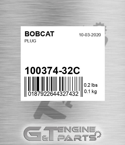 100374-32C Plug for BOBCAT