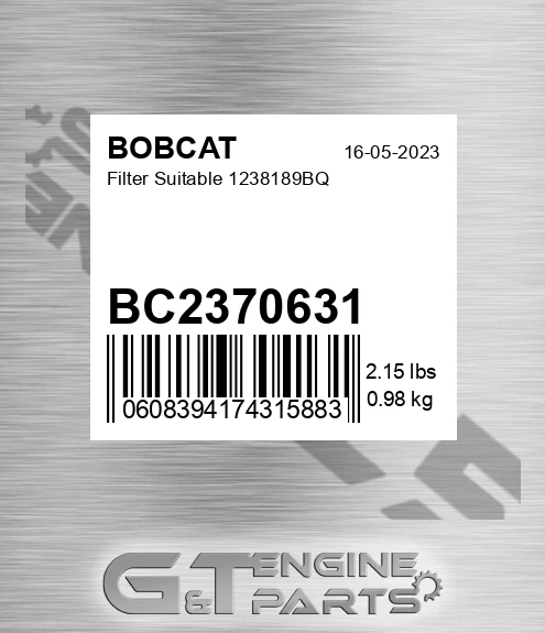 BC2370631 BOBCAT Filter Suitable 1238189bq