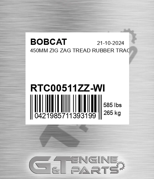 RTC00511ZZ-WI 450mm Zig Zag Tread Rubber Track