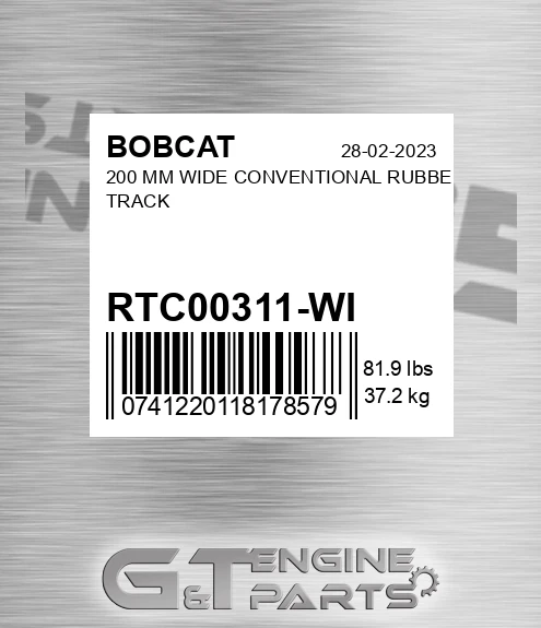 RTC00311-WI 200 Mm Wide Conventional Rubber Track