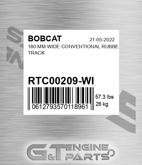 RTC00209-WI 180 Mm Wide Conventional Rubber Track