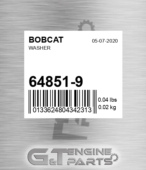 64851-9 Washer for BOBCAT