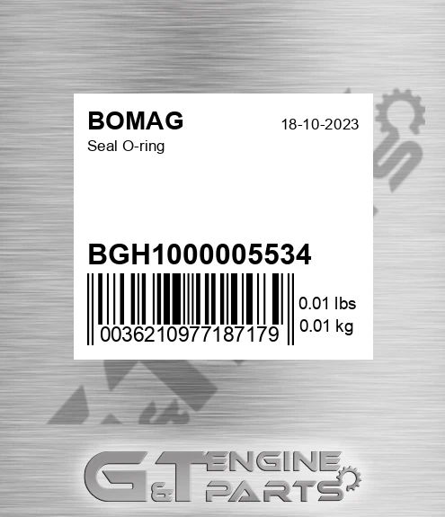 BGH1000005534 Seal O-ring for BOMAG