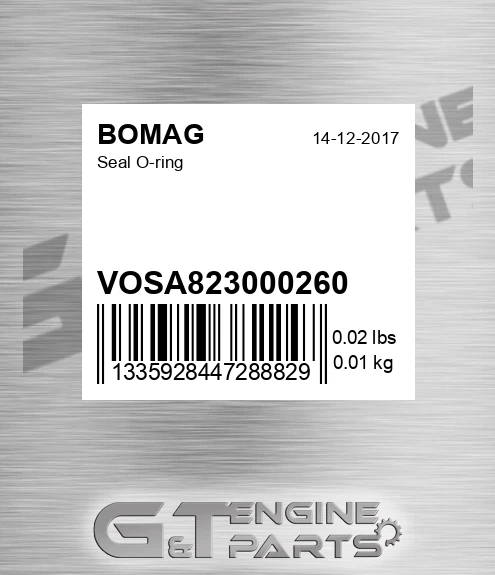 VOSA823000260 Seal O-ring for BOMAG