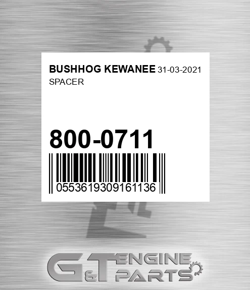 800-0711 Spacer for BUSHHOG KEWANEE