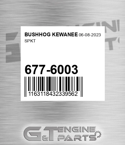 677-6003 Spkt for BUSHHOG KEWANEE
