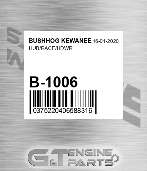 B-1006 Hub/race/hdwr