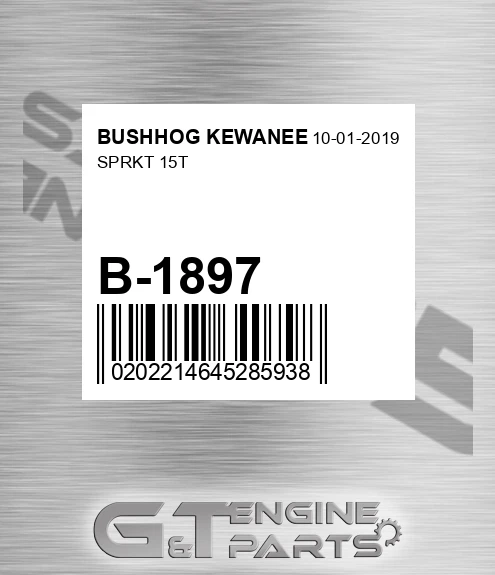 B-1897 Sprkt 15t for BUSHHOG KEWANEE