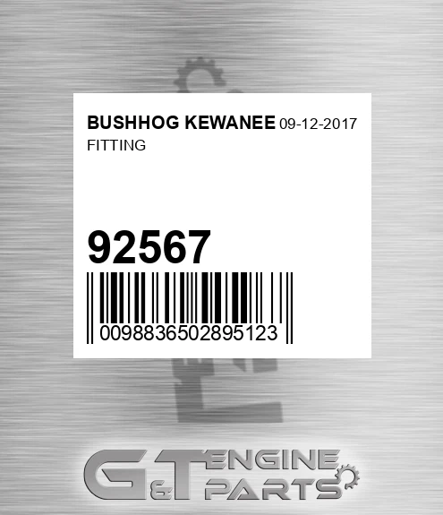 92567 Fitting for BUSHHOG KEWANEE