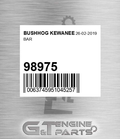98975 Bar for BUSHHOG KEWANEE
