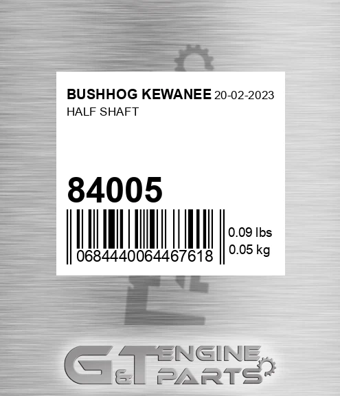 84005 Half Shaft for BUSHHOG KEWANEE