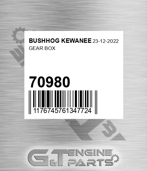 70980 BUSHHOG KEWANEE Gear Box