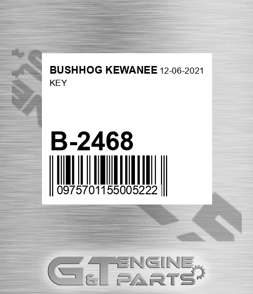 B-2468 Key for BUSHHOG KEWANEE