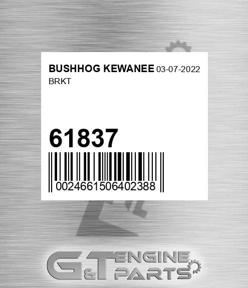 61837 Brkt for BUSHHOG KEWANEE