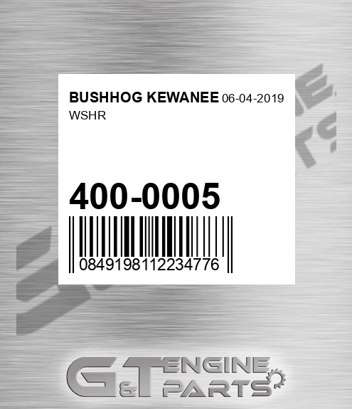 400-0005 Wshr for BUSHHOG KEWANEE
