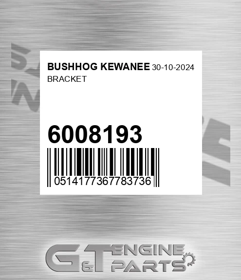 6008193 Bracket for BUSHHOG KEWANEE