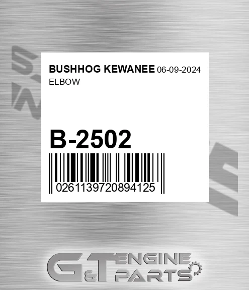 B-2502 Elbow for BUSHHOG KEWANEE