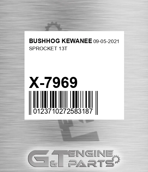 X-7969 Sprocket 13t for BUSHHOG KEWANEE