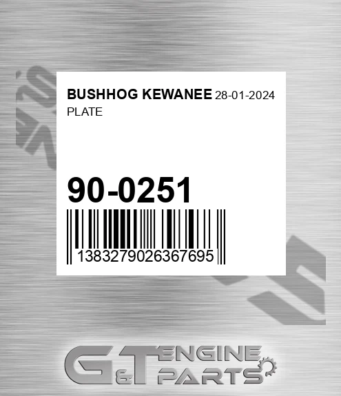 90-0251 Plate for BUSHHOG KEWANEE