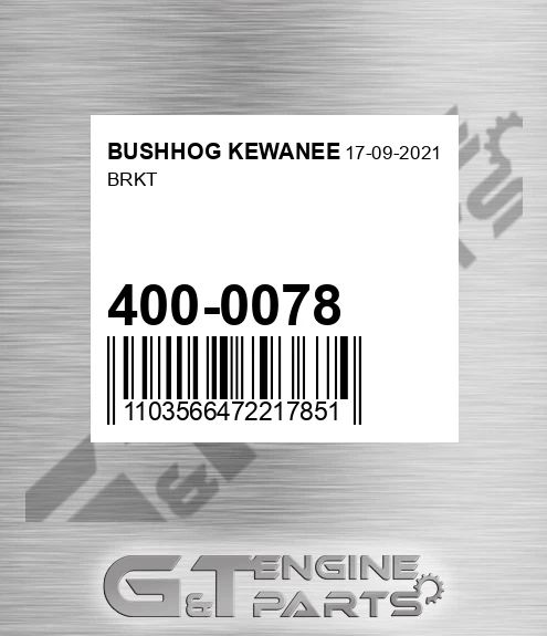 400-0078 Brkt for BUSHHOG KEWANEE