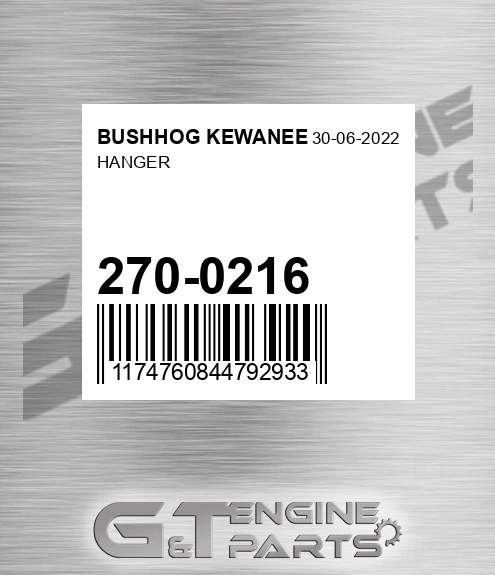 270-0216 Hanger for BUSHHOG KEWANEE