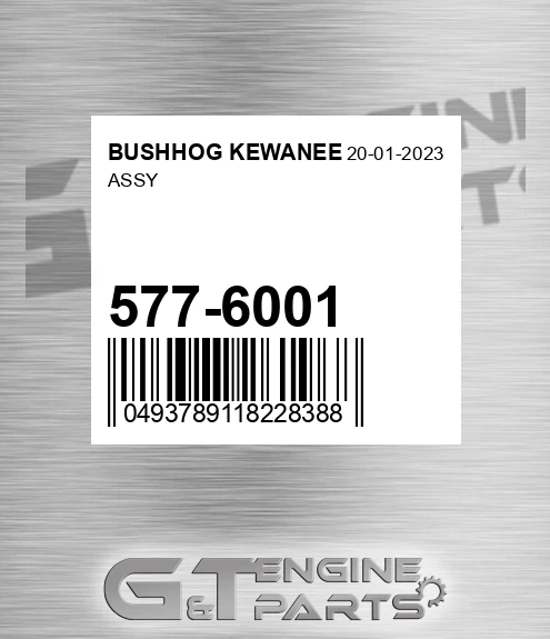 577-6001 Assy for BUSHHOG KEWANEE