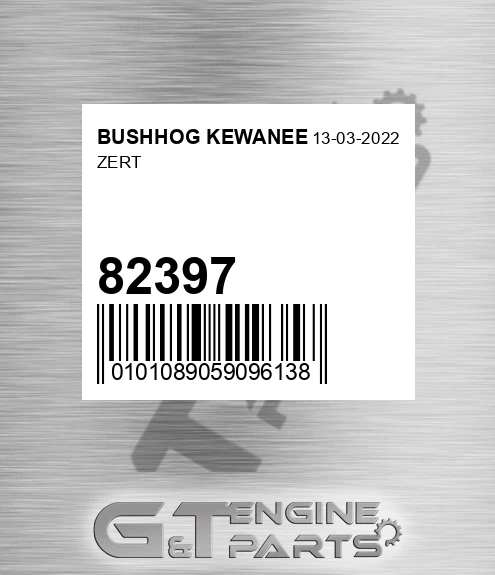 82397 Zert for BUSHHOG KEWANEE